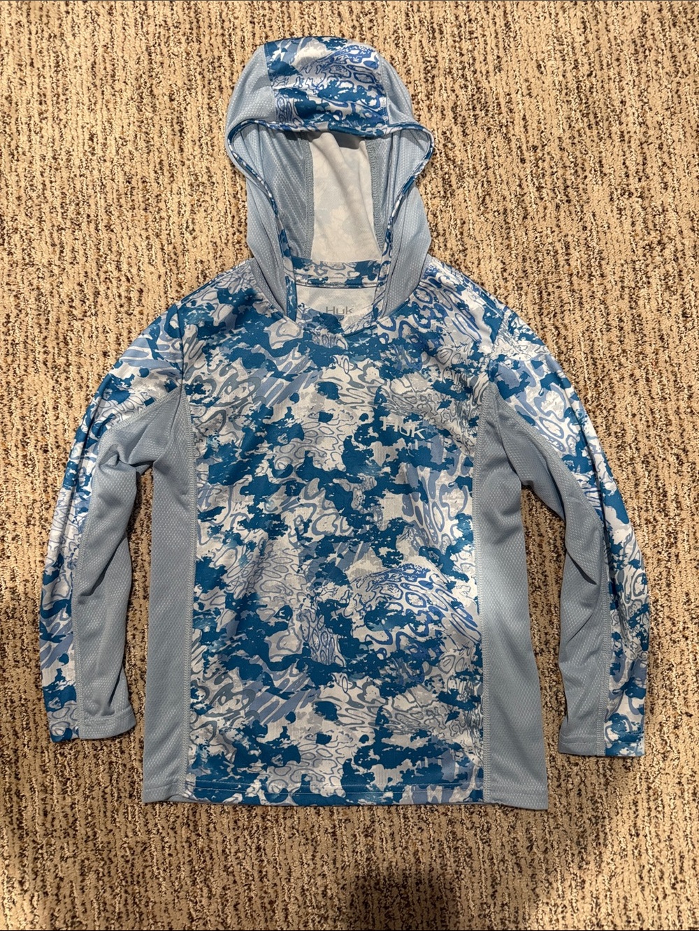 Huk Kids Blue & White Camo Hooded Long Sleeve- YS